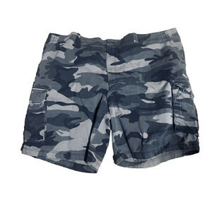 Mens True Nation Camouflage Camo Cargo Shorts Big & Tall sz 56 100% Cotton Gray